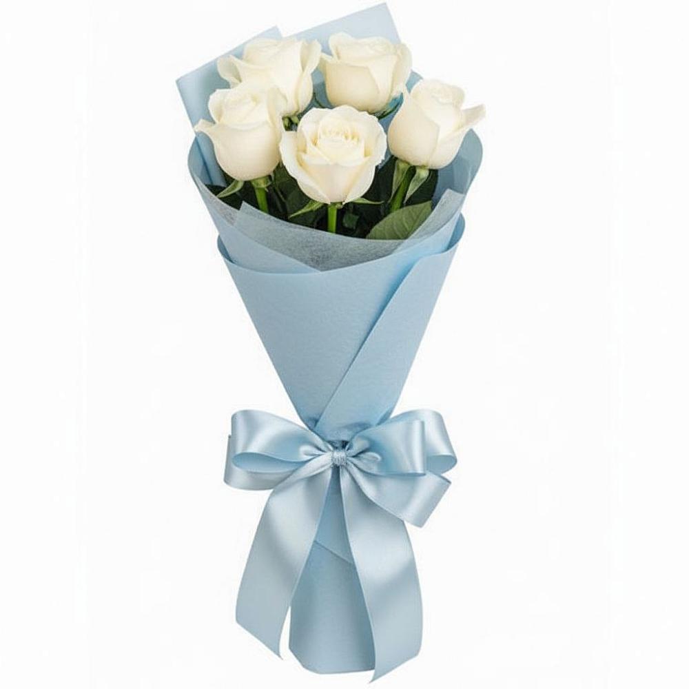 Букет 5 Белых роз Проуд в Рогатой Балке