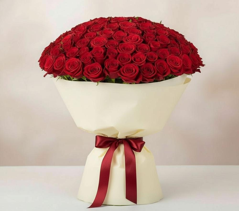 Букет 101 Красная роза Милано в Рогатой Балке