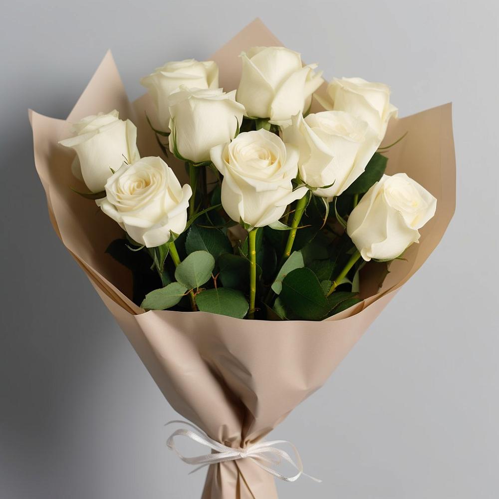 Букет 9 Белых роз Эдлесс Лав в Рогатой Балке