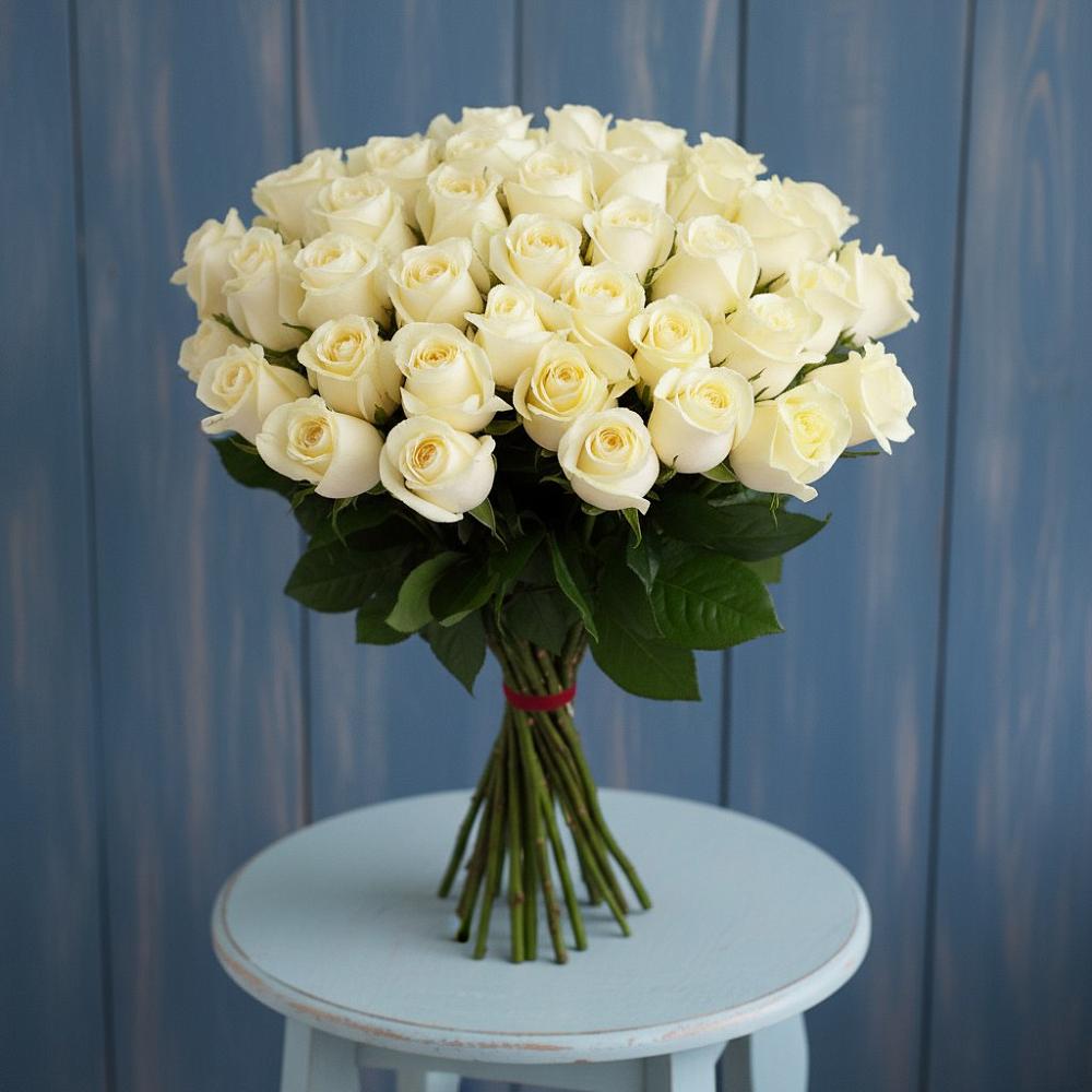 Букет 51 Белая роза Эдлесс Лав в Рогатой Балке