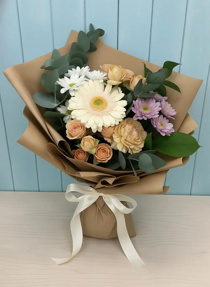 Букет цветов из: Герберы и Хризантемы в Рогатой Балке