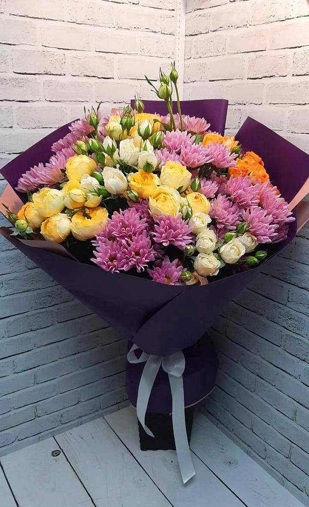 Букет цветов из: Хризантемы и Розы в Рогатой Балке