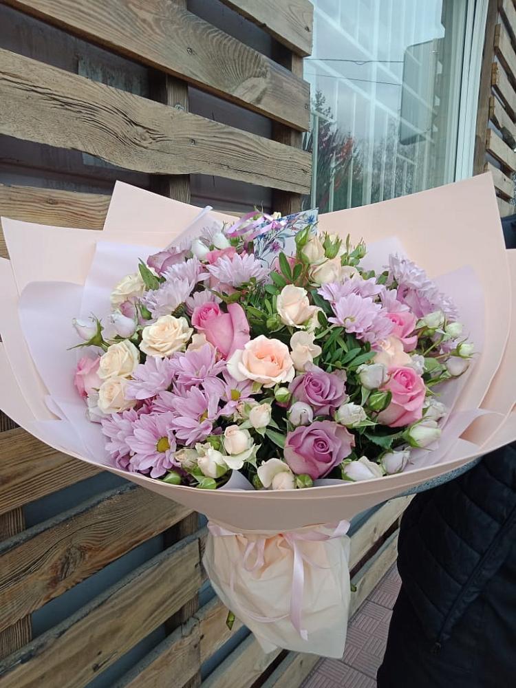 Букет цветов из: Розы и Хризантемы в Рогатой Балке