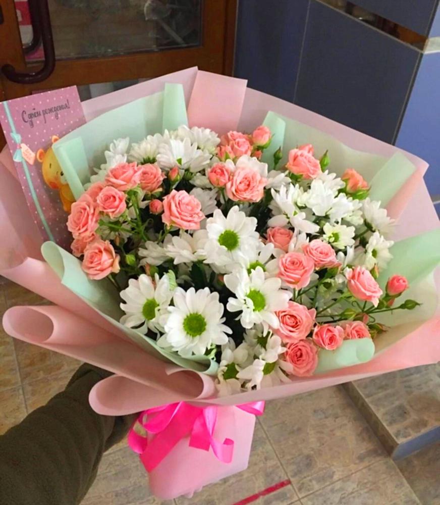 Букет цветов из: Розы и Хризантемы в Рогатой Балке
