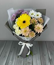 Букет цветов из:  Розы, Герберы и Хризантемы в Рогатой Балке