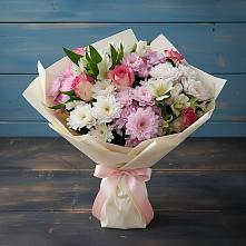 Букет цветов из:  Хризантемы, Альстромерии и Розы в Рогатой Балке