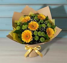 Букет цветов из:  Герберы и Хризантемы в Рогатой Балке