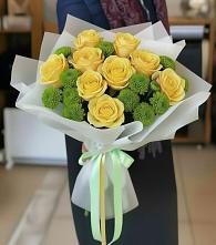 Букет цветов из:  Хризантемы и Розы в Рогатой Балке