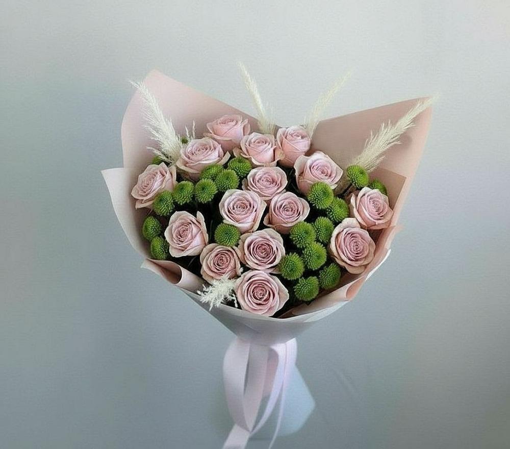 Букет цветов из: Розы и Хризантемы в Рогатой Балке