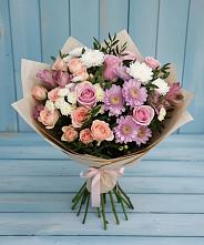 Букет цветов из:  Хризантемы, Розы и Альстромерии #REPLACE_PRED# Рогатой Балке