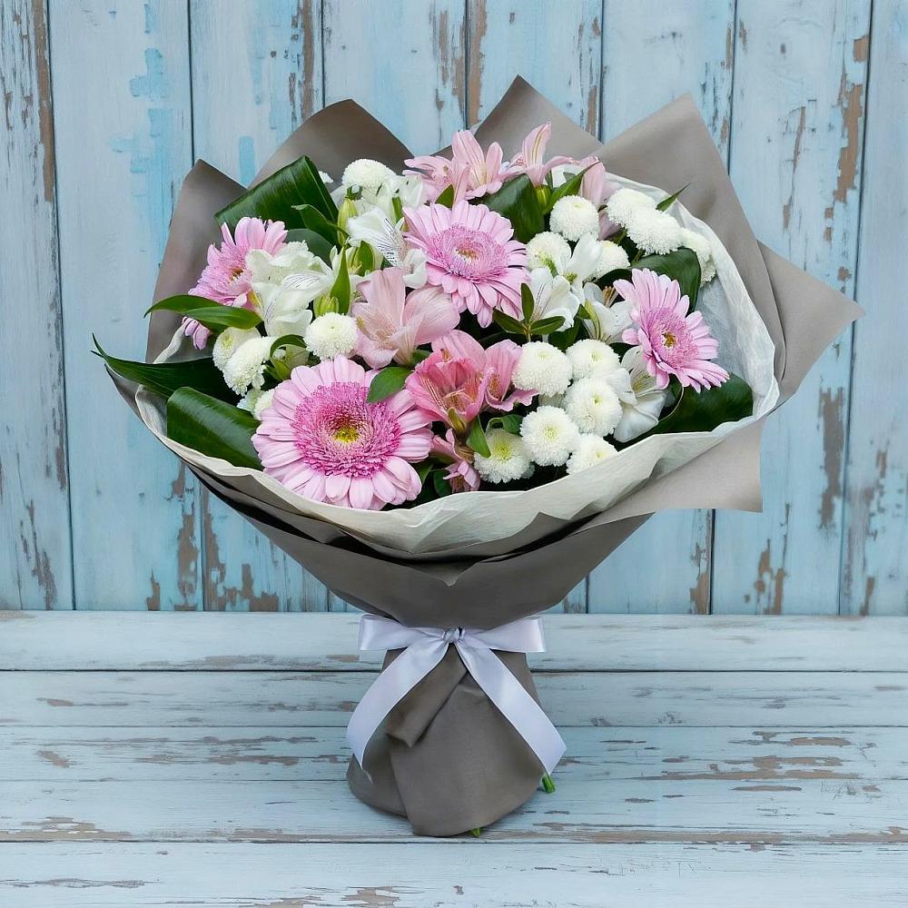 Букет цветов из: Герберы, Альстромерии и Хризантемы в Рогатой Балке