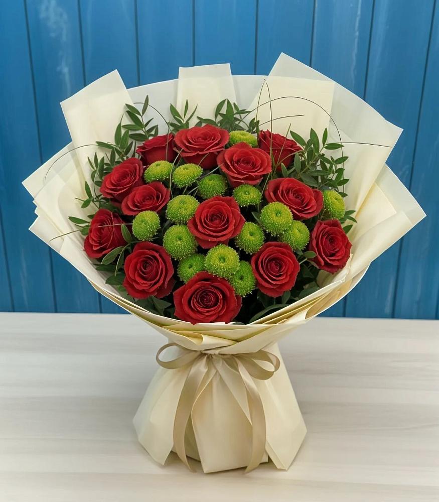 Букет цветов из: Розы и Хризантемы в Рогатой Балке