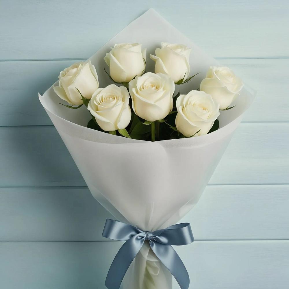 Букет 7 Белых роз Эдлесс Лав в Рогатой Балке